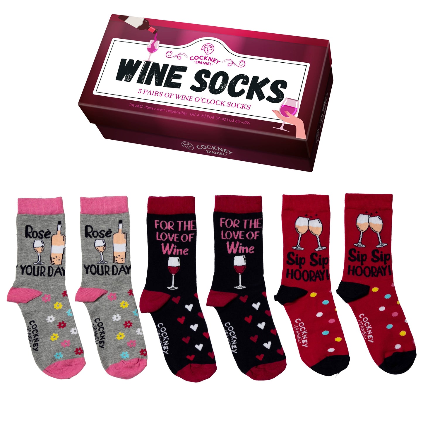 WINE SOCKS – 3 Par Matchende Sokker | Cockney Spaniel