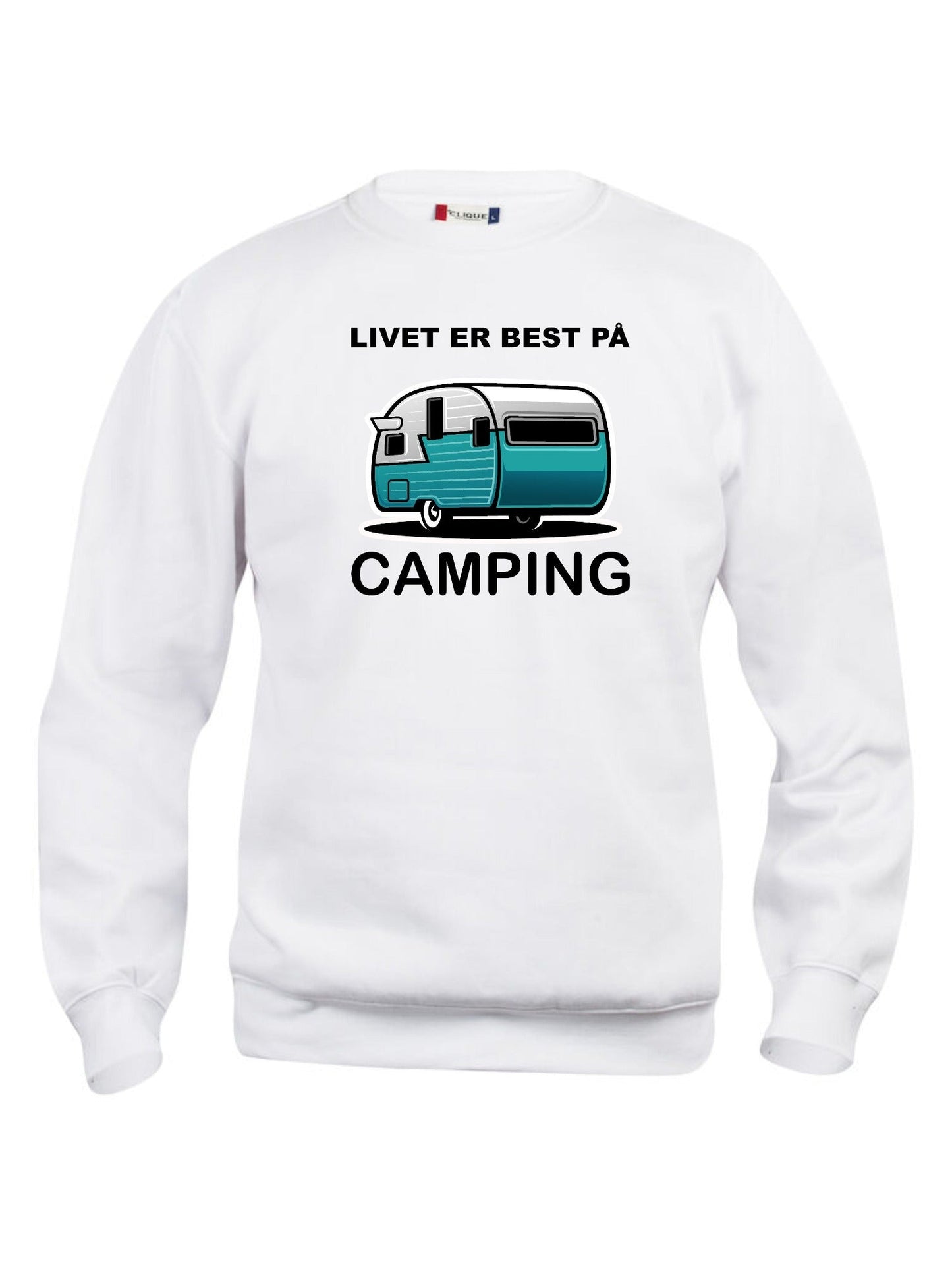 Livet er best på camping hvit genser uten hette
