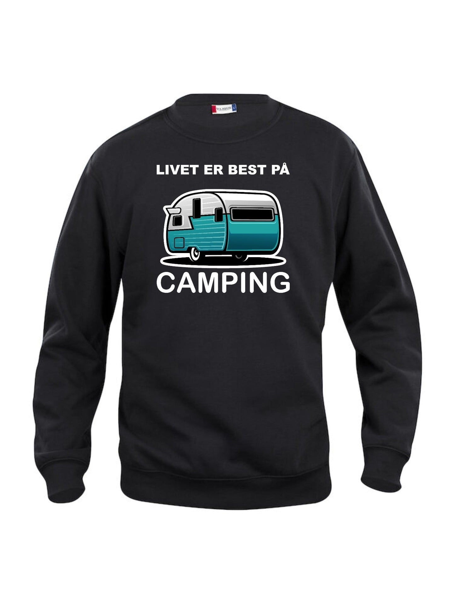 Livet er best på camping svart genser uten hette