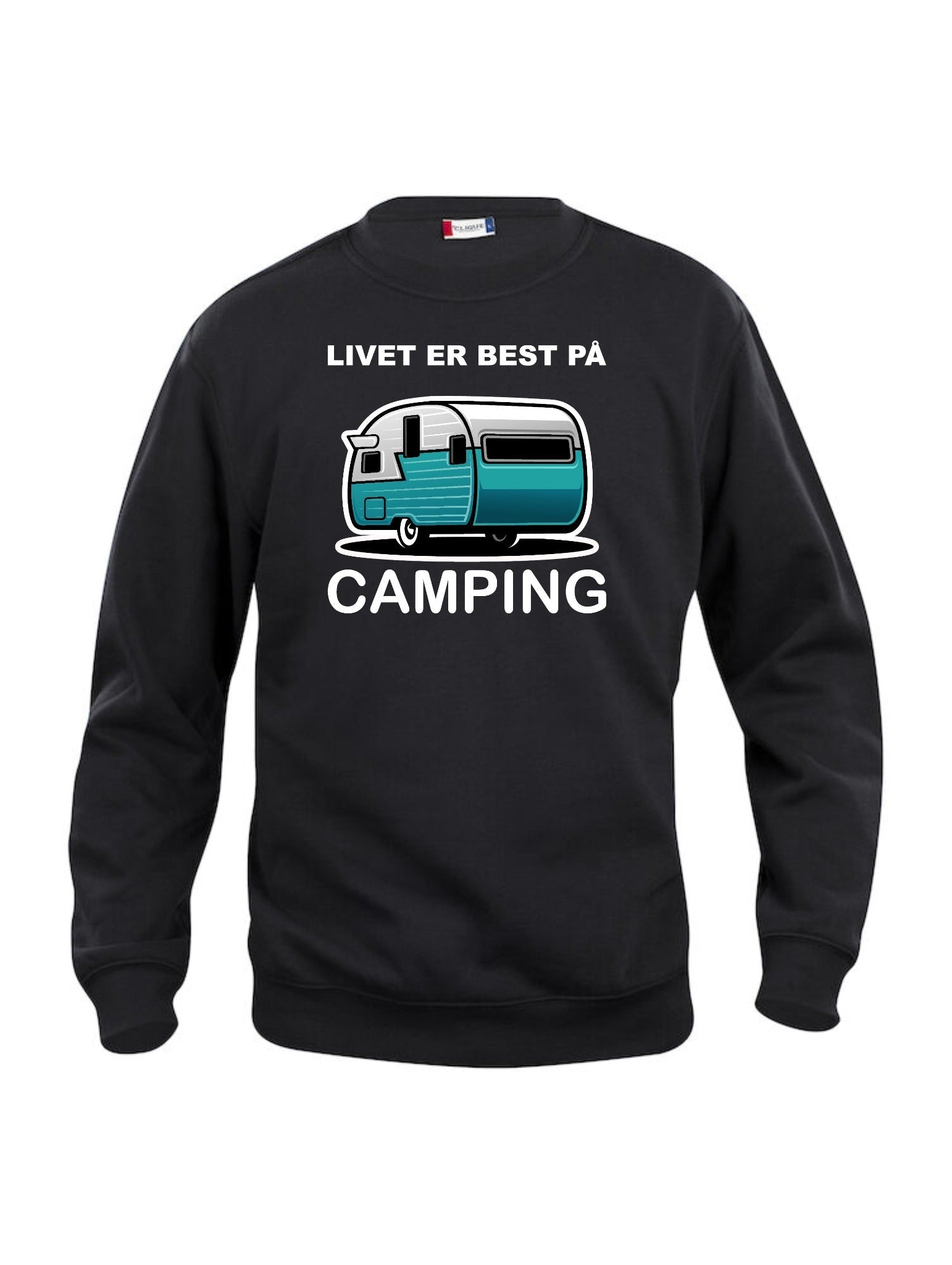Livet er best på camping svart genser uten hette