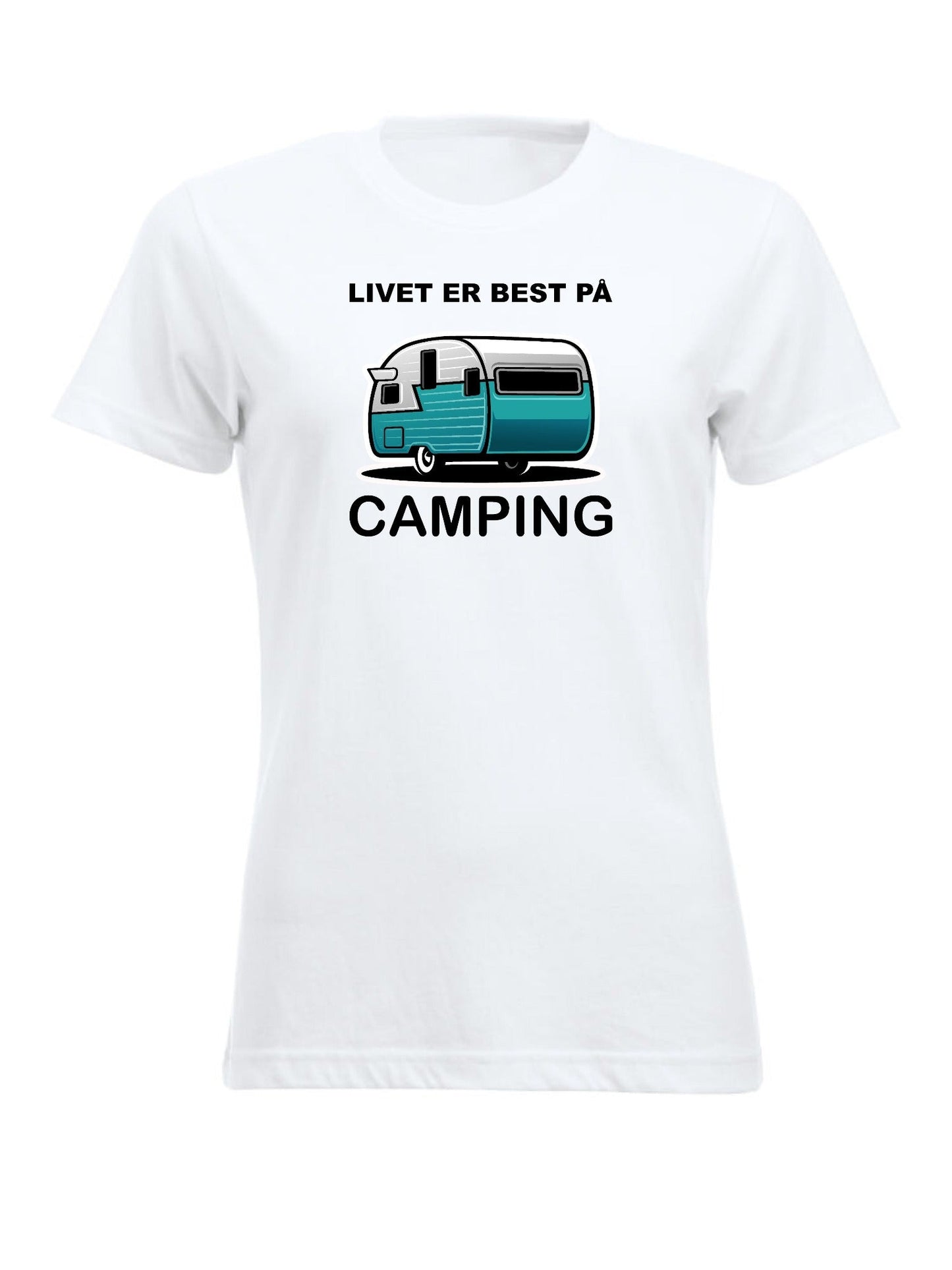 Livet er best på camping hvit t-skjorte for dame