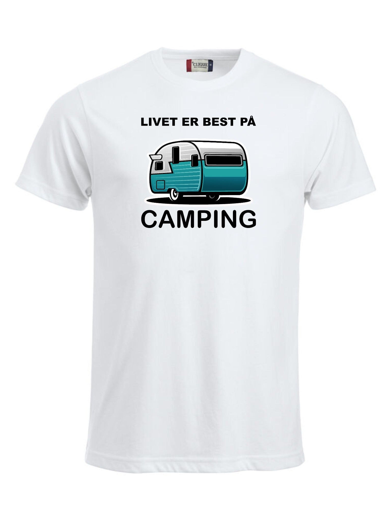 Livet er best på camping hvit t-skjorte unisex