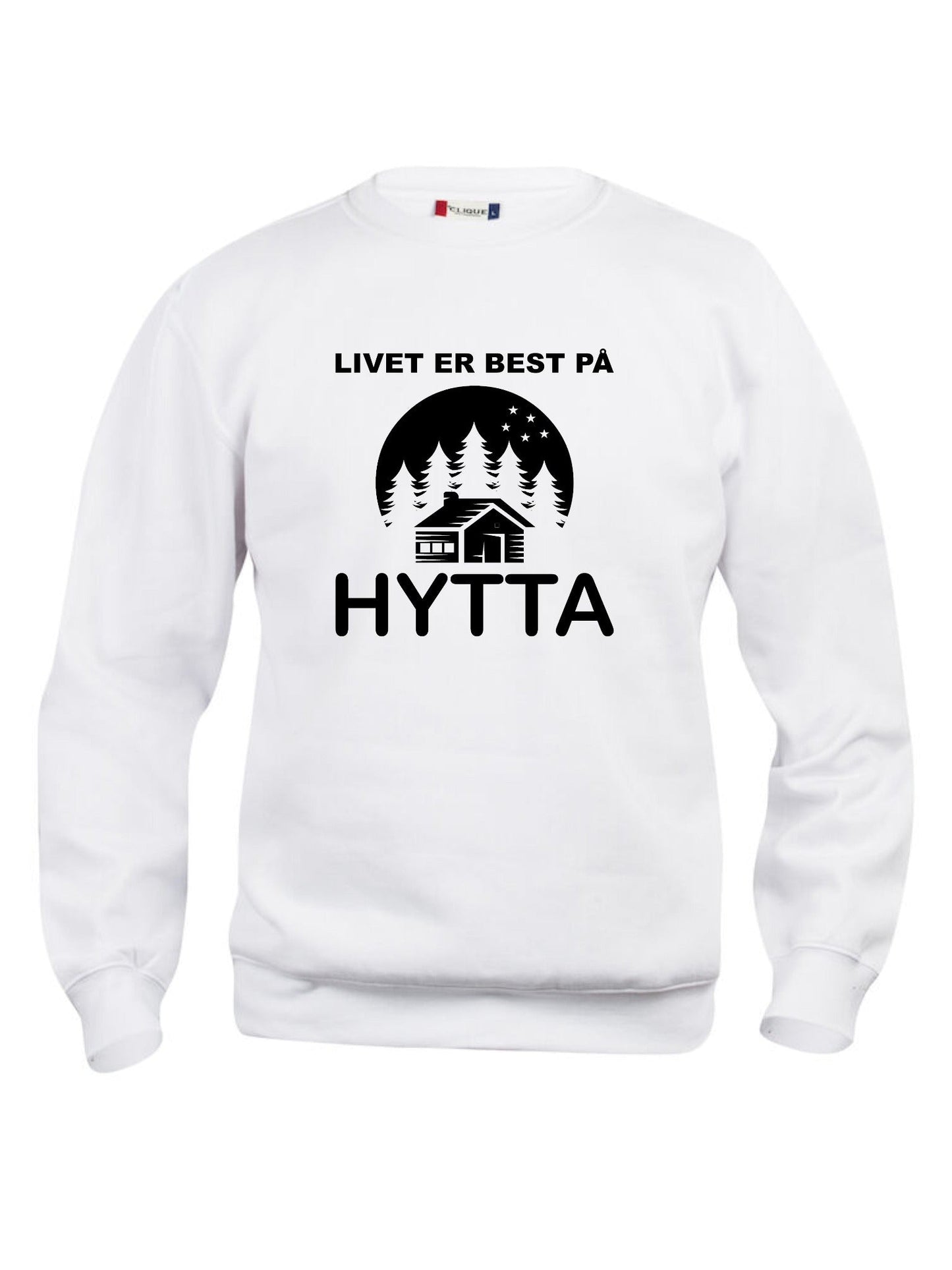 Livet er best på hytta hvit genser uten hette