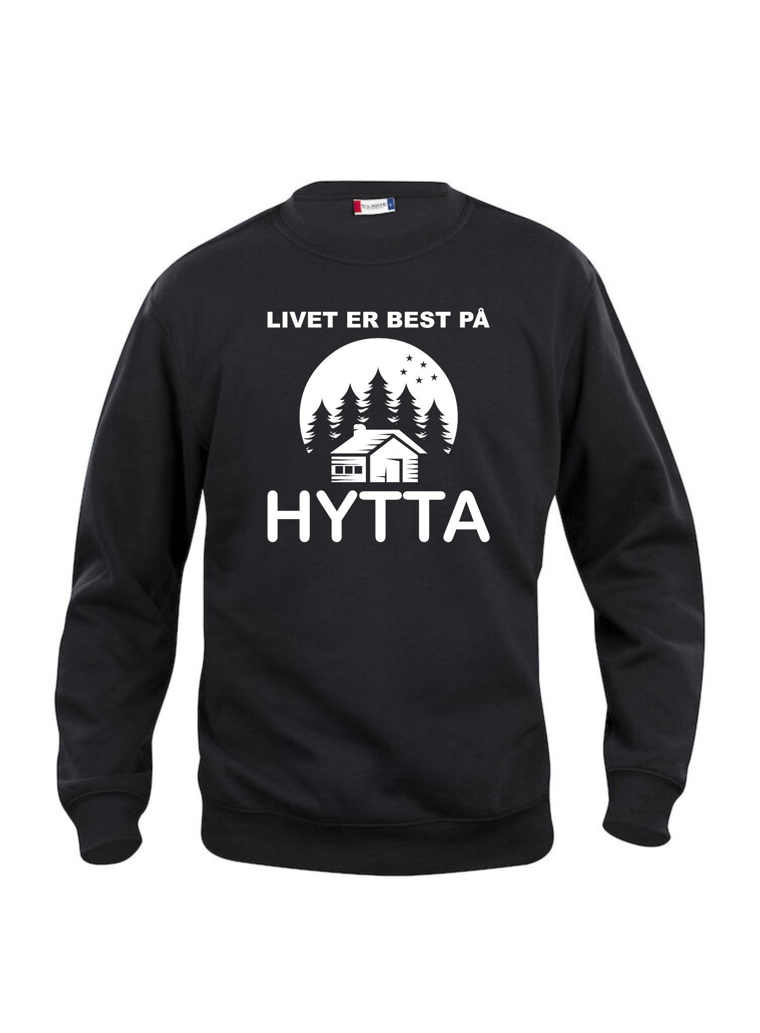 Livet er best på hytta sort genser uten hette