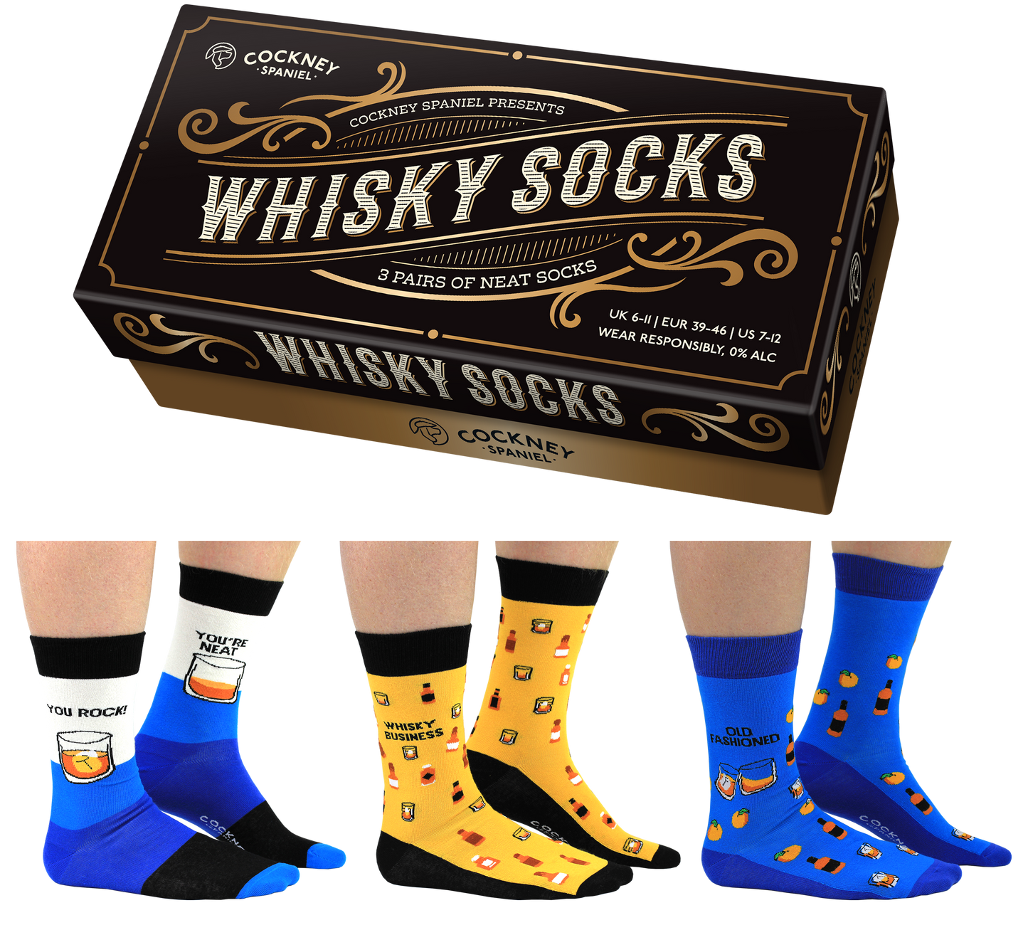 WHISKY SOCKS – 3 Par Matchende Sokker | Cockney Spaniel