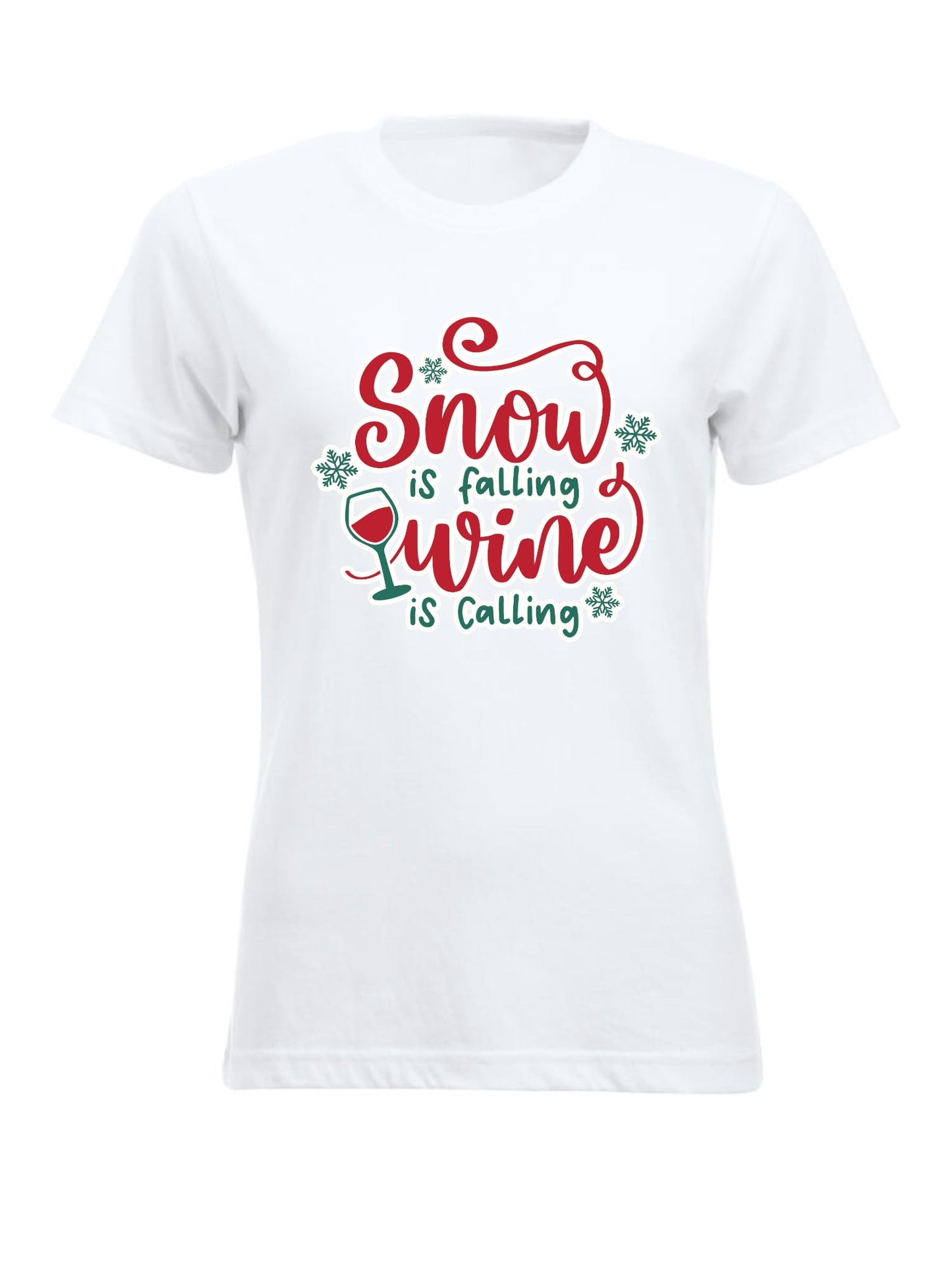 SNOW IS FALLING, WINE IS CALLING - T-SKJORTE - dame