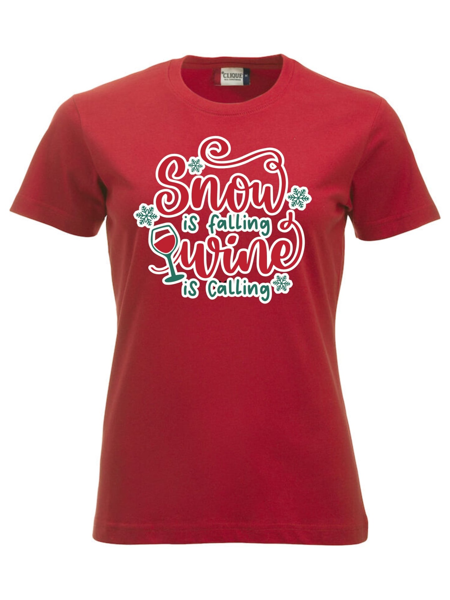 SNOW IS FALLING, WINE IS CALLING - T-SKJORTE - dame