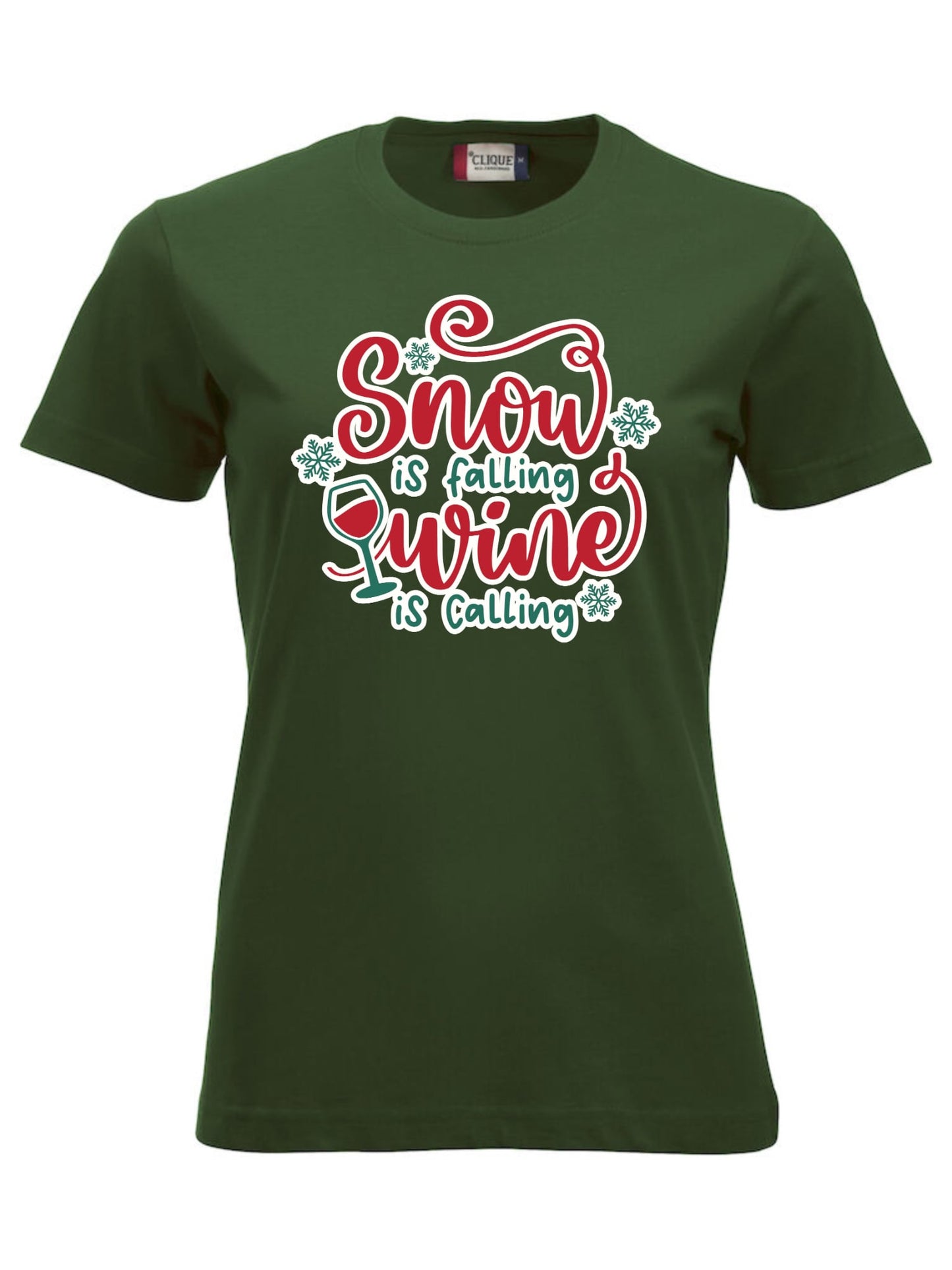 SNOW IS FALLING, WINE IS CALLING - T-SKJORTE - dame