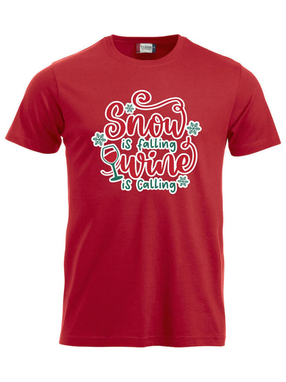 SNOW IS FALLING, WINE IS CALLING - T-SKJORTE-unisex