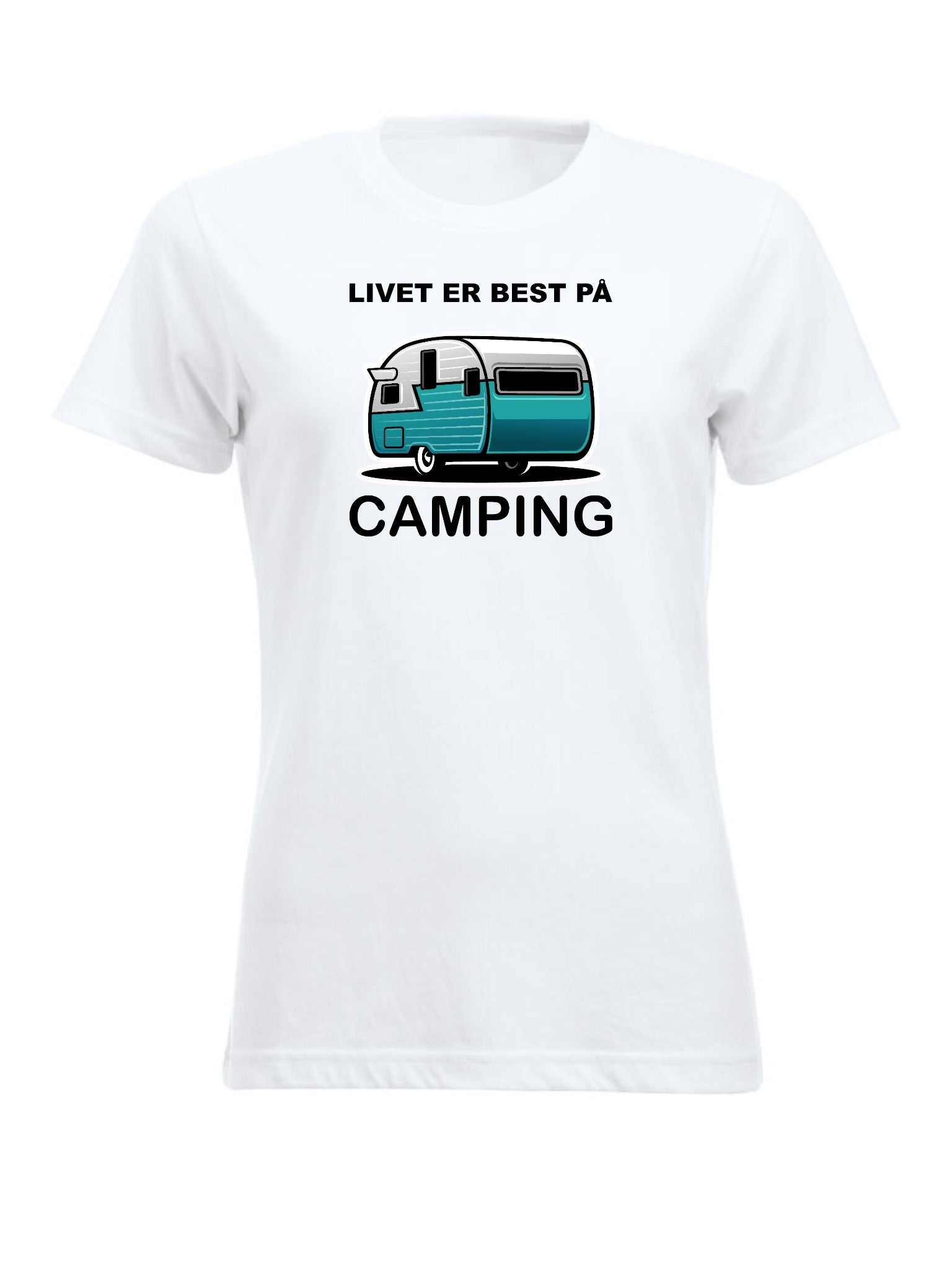 Livet er best på camping hvit t-skjorte for dame