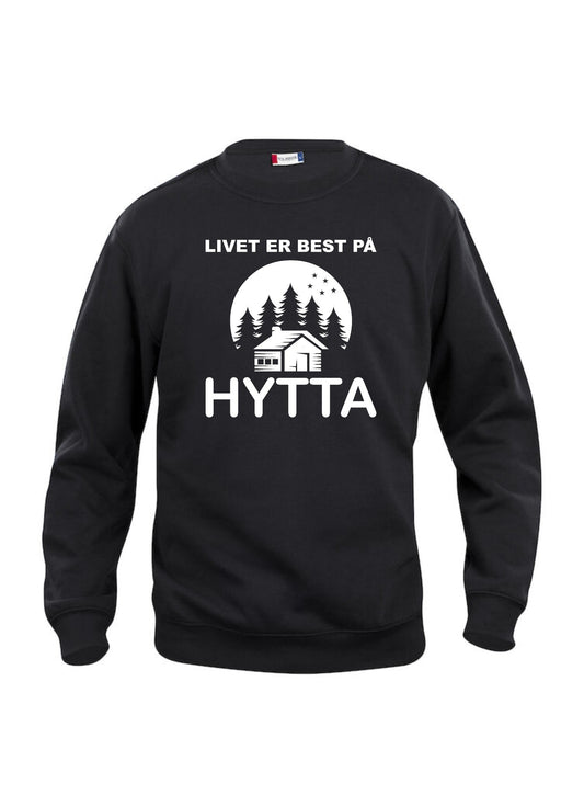 Livet er best på hytta sort genser uten hette 