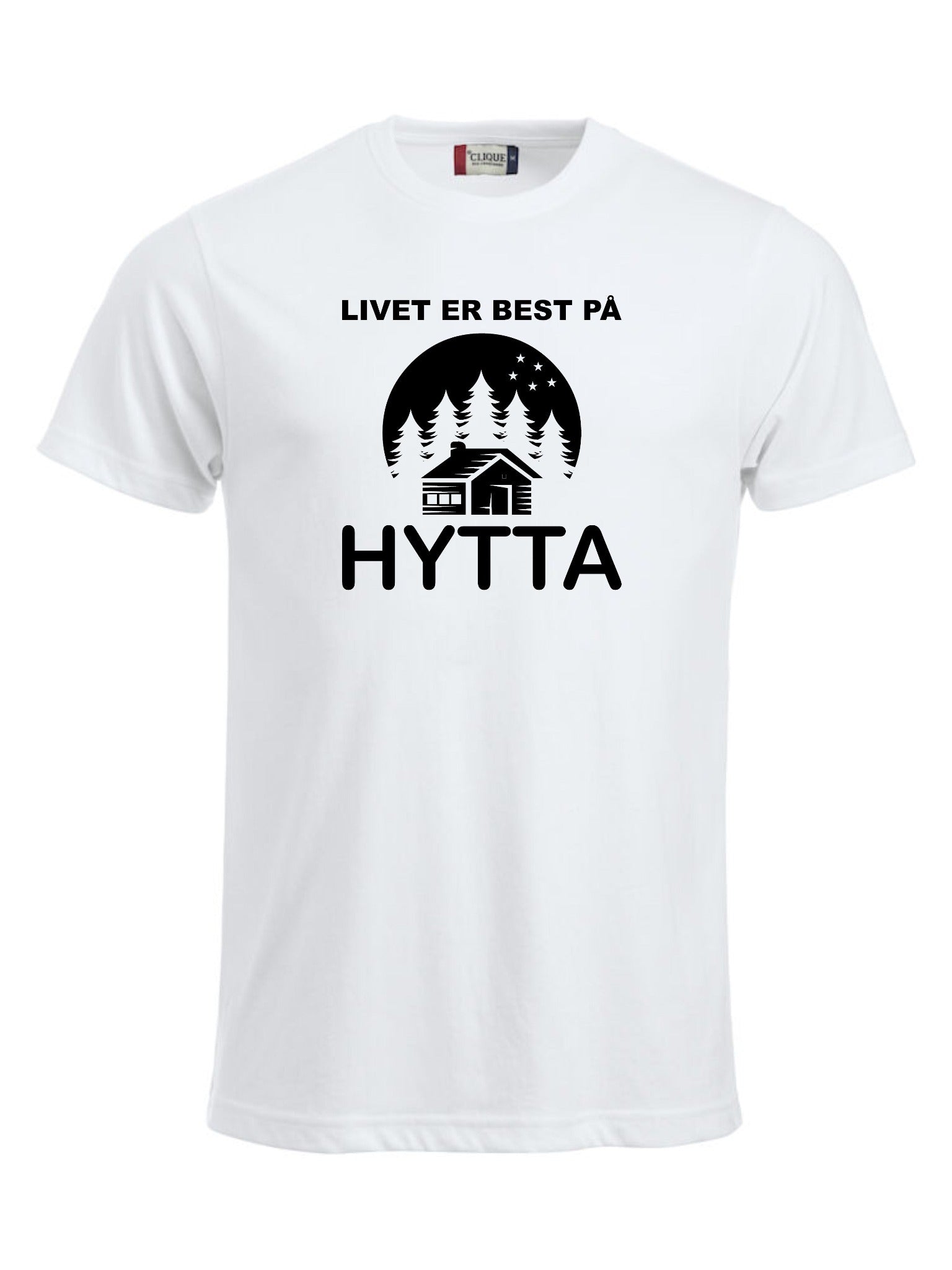 Livet er best på hytta hvit t-skjorte unisex